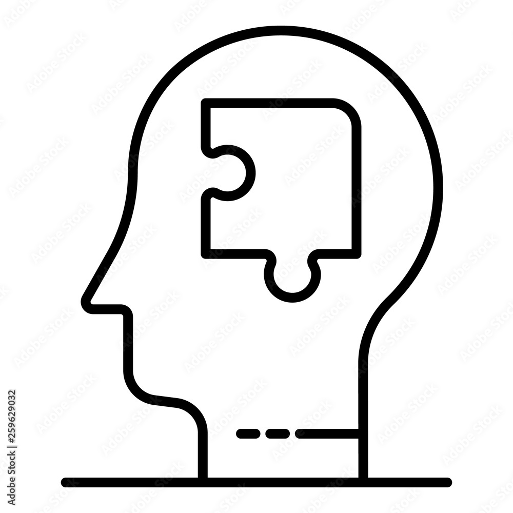 Puzzle mind man icon. Outline puzzle mind man vector icon for web design isolated on white background Puzzle mind man icon. Outline puzzle mind man vector icon for web design isolated on white background