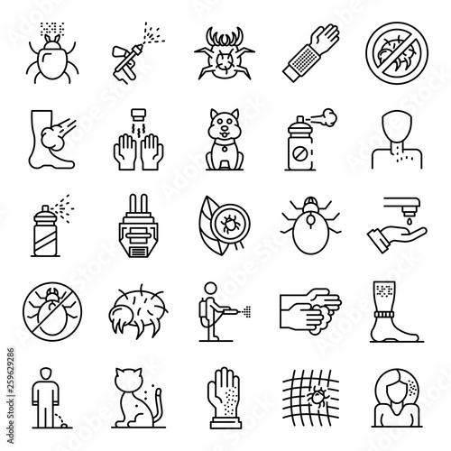 Mite icons set. Outline set of mite vector icons for web design isolated on white background