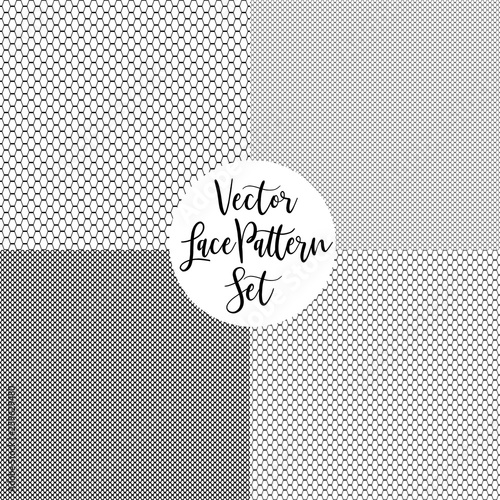 Seamless vector black lace pattern set on white background. 