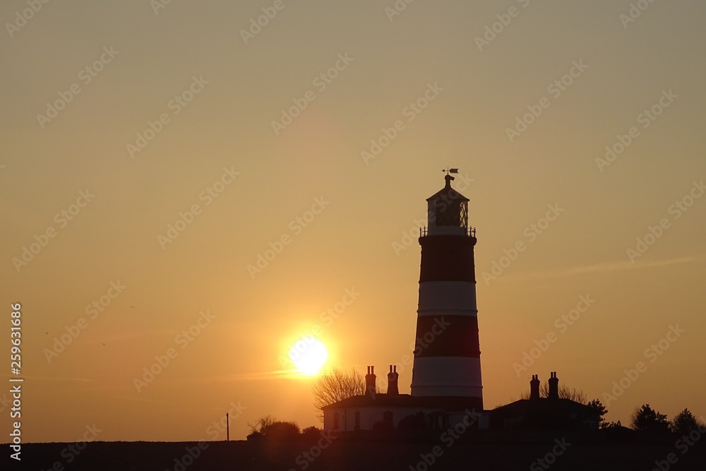 Sunset views of Happisburgh Lighthouse - Norfolk, England, UK