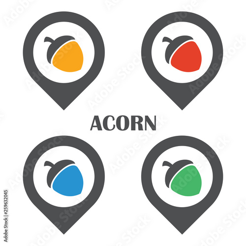 acorn logo icon set in flat color design template
