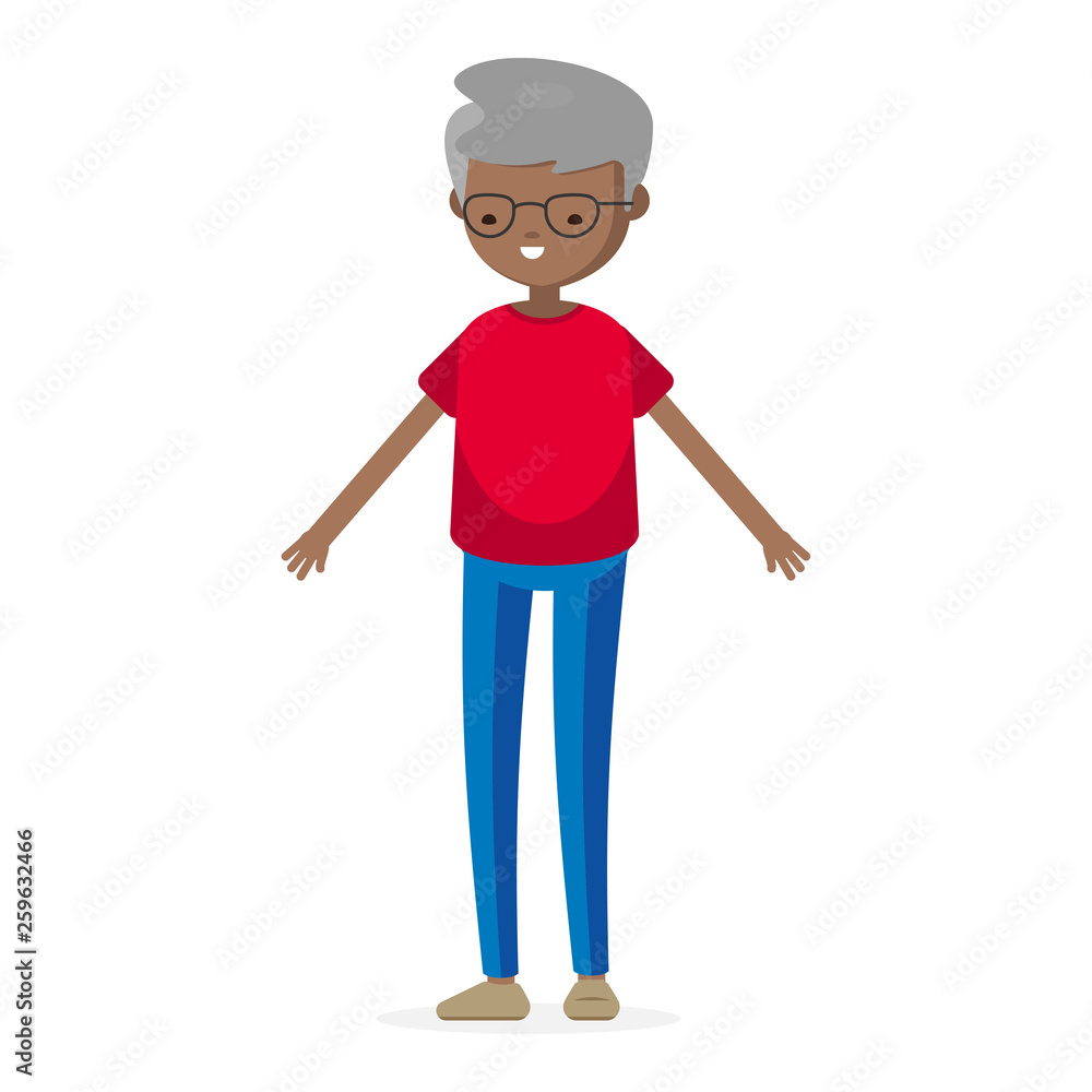 Old Senior Mature Latino Man Character in Casual Cloth Isolated Set Old Senior Mature Latino Man Character in Casual Cloth Isolated Set