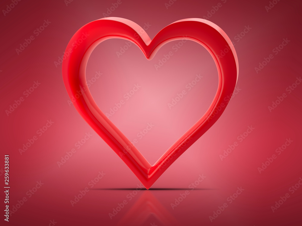 Red heart. Symbol of love. Volumetric 3D heart. 3d render, 3D image, 3D model Red heart. Symbol of love. Volumetric 3D heart. 3d render, 3D image, 3D model