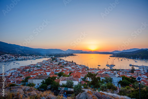 Sunset on Poros island in Aegean sea, Greece © Max Topchii