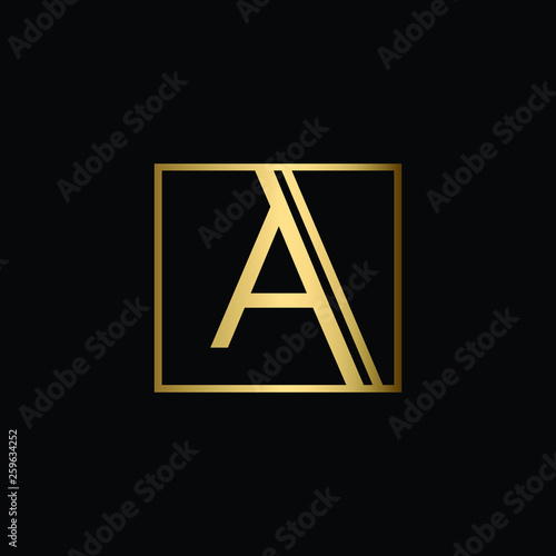 Creative and Minimalist Letter A or AA Logo Design Icon, Editable in Vector Format in Black and Gold Color