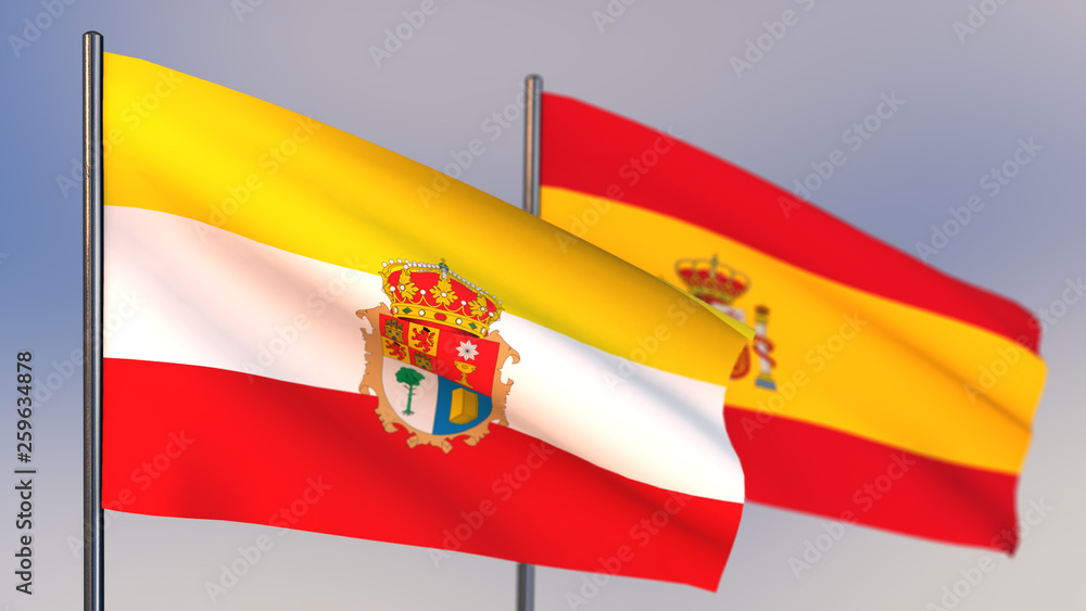 Fototapeta premium Cuenca 3D flag waving in wind.