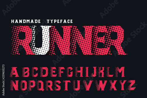 Runner. Modern font. Futuristic font. Cyber punk style. Red color. Serif handmade font.