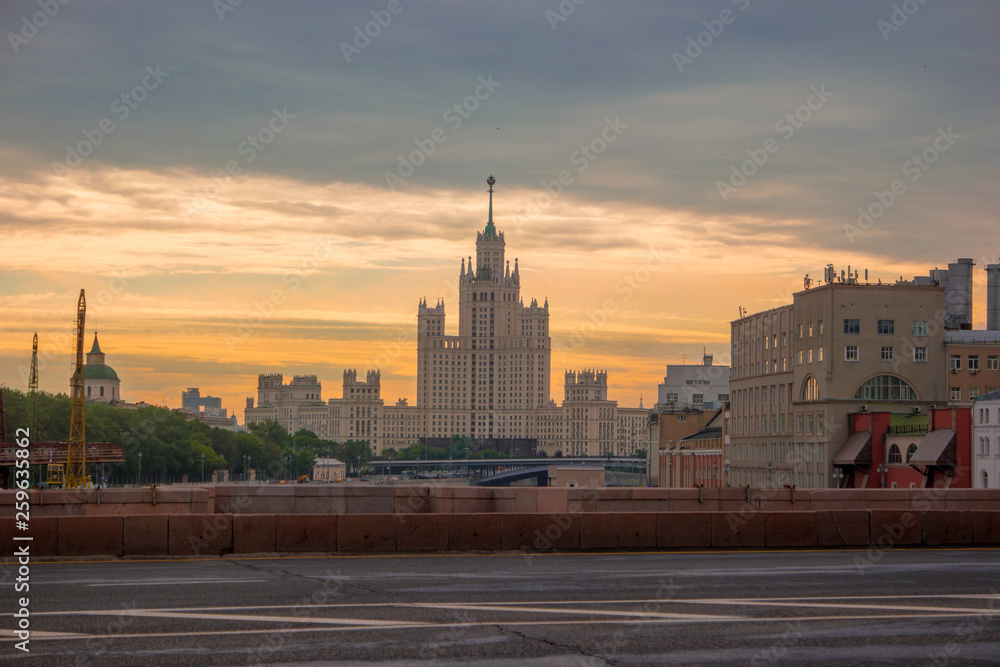 Moscow University beautiful sunset