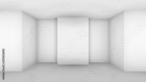 White empty room with a ledge in the middle of the wall. Mock up for business projects and presentations with space for text