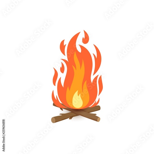 Vector Black and White Cartoon Illustration of Burning Fire with Wood Stock  Vector - Illustration of background, sign: 275267786