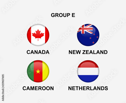 group E of nation flag in badge icon. Concept for team that qualified to final round of soccer or sport tournament. Vector illustrative Free Download group E of nation flag in badge icon. Concept for team that qualified to final round of soccer or sport tournament. Vector illustrative - GFXLoad