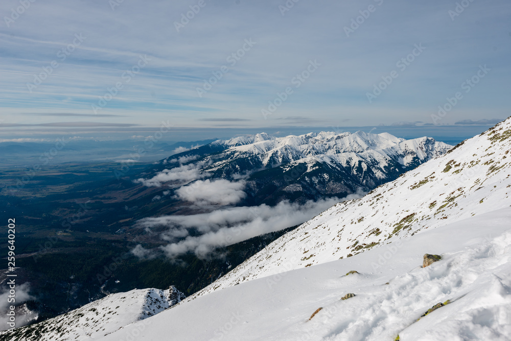 snow covered mountain peaks and tourist trails in slovakia tatra snow covered mountain peaks and tourist trails in slovakia tatra