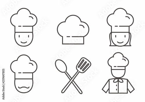 Set of chef icon with outline design. Chef vector illustration