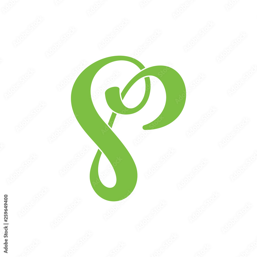 abstract letter s p curves ribbon logo vector abstract letter s p curves ribbon logo vector