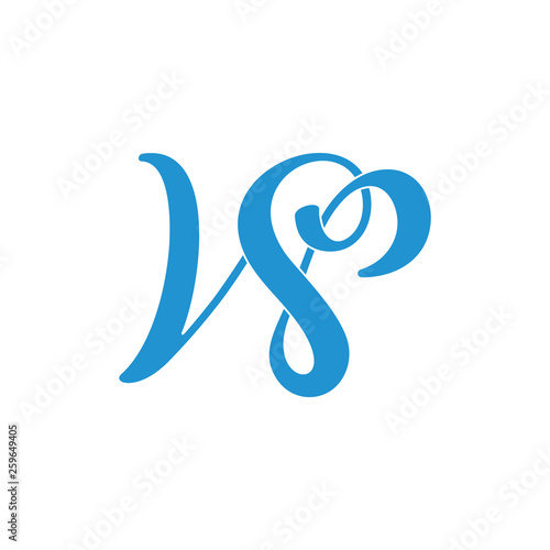 abstract letter ws curves ribbon logo vector