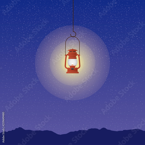 夜空に浮かぶランタン