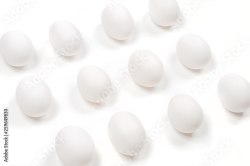 White egg. Raw eggs on white background.