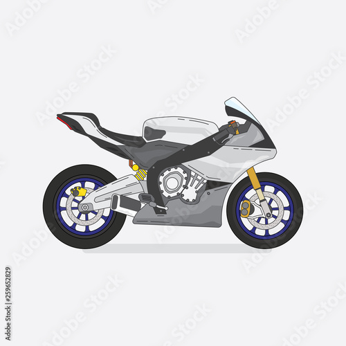 racing motorcycle with outline graphic