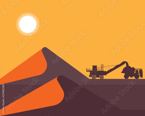 coal mine in simple graphic