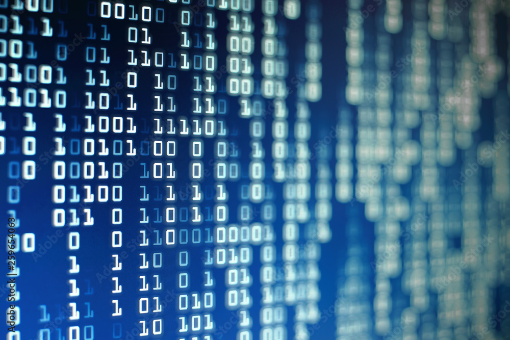 data science binary code. big data analysis. information flowing in matrix columns. one and zero code made of one and zero number text trailing with bokeh light. picture of computer monitor display. data science binary code. big data analysis. information flowing in matrix columns. one and zero code made of one and zero number text trailing with bokeh light. picture of computer monitor display.