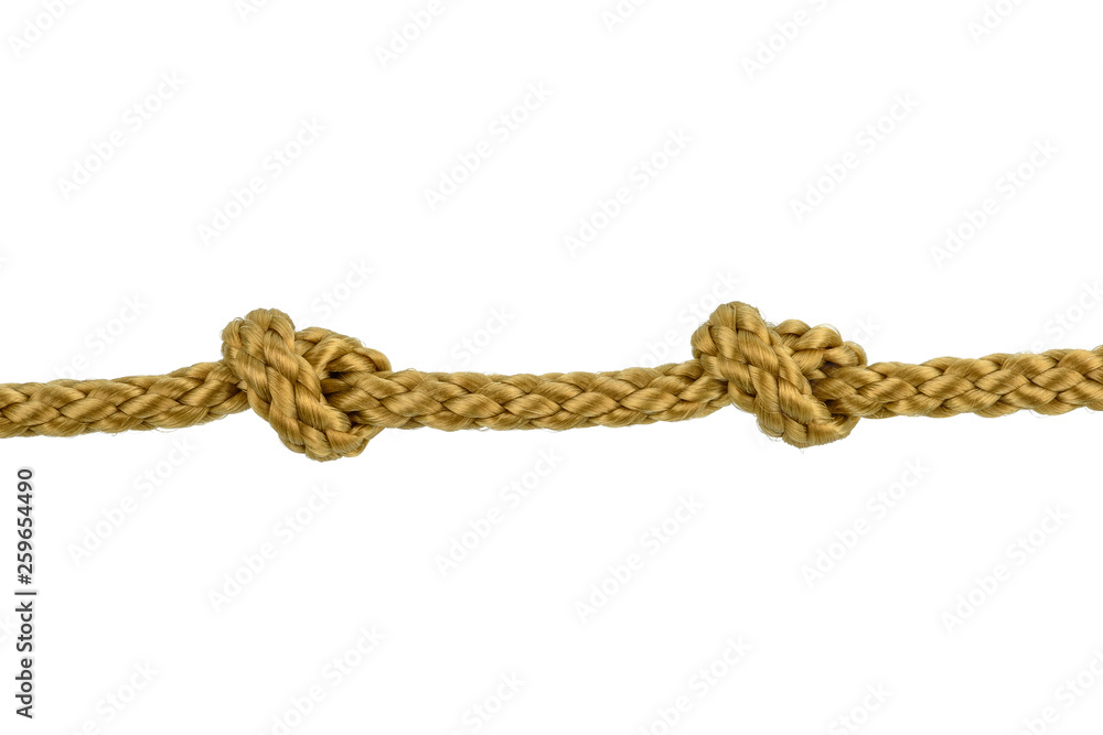 Twine rope or Jute Rope with Knot isolated on White Background Twine rope or Jute Rope with Knot isolated on White Background
