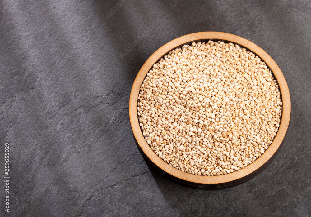 White Quinoa Seeds - Chenopodium quinoa. Top view White Quinoa Seeds - Chenopodium quinoa. Top view