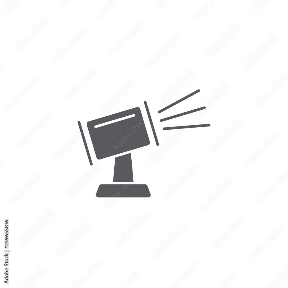 Simple flat spotlight vector icon. Spot light pictogram. Emblem isolated on white background. Modern simple icon style for graphic and web design Simple flat spotlight vector icon. Spot light pictogram. Emblem isolated on white background. Modern simple icon style for graphic and web design