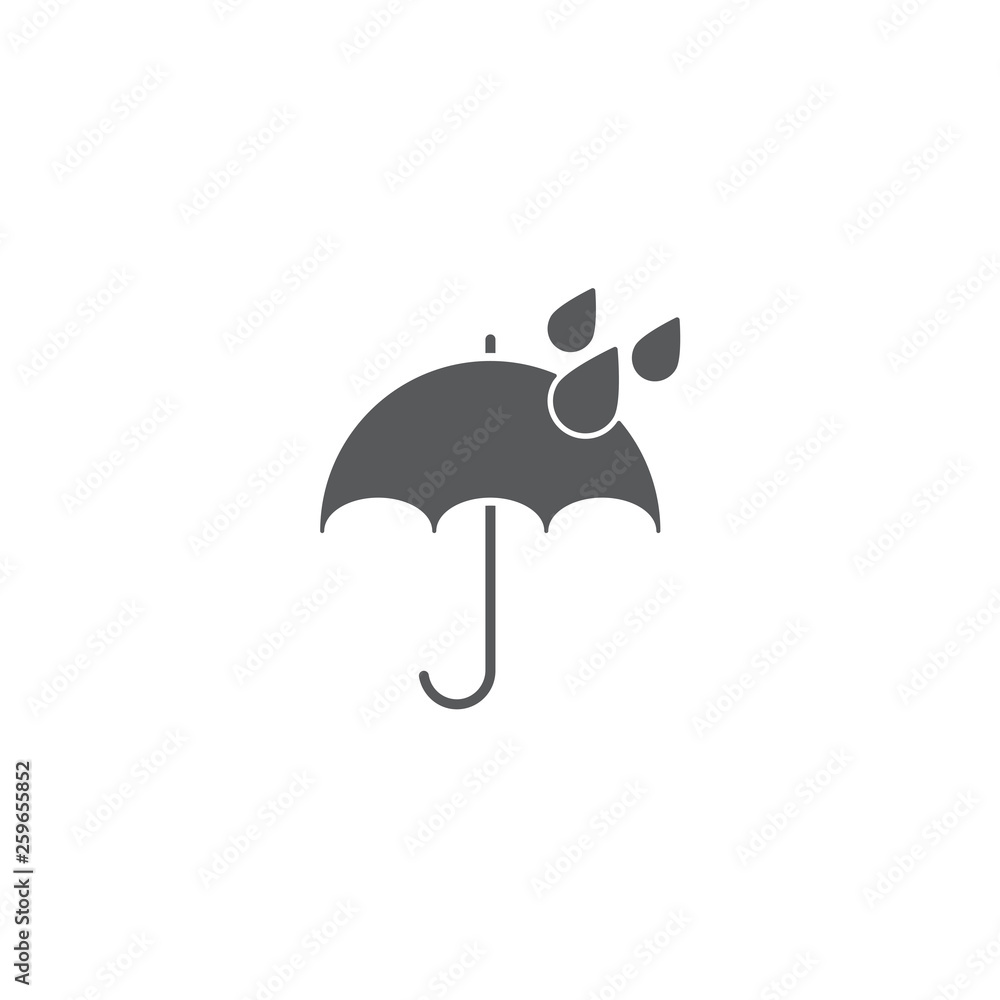Fototapeta premium Umbrella and rain icon vector flat design isolated on white background