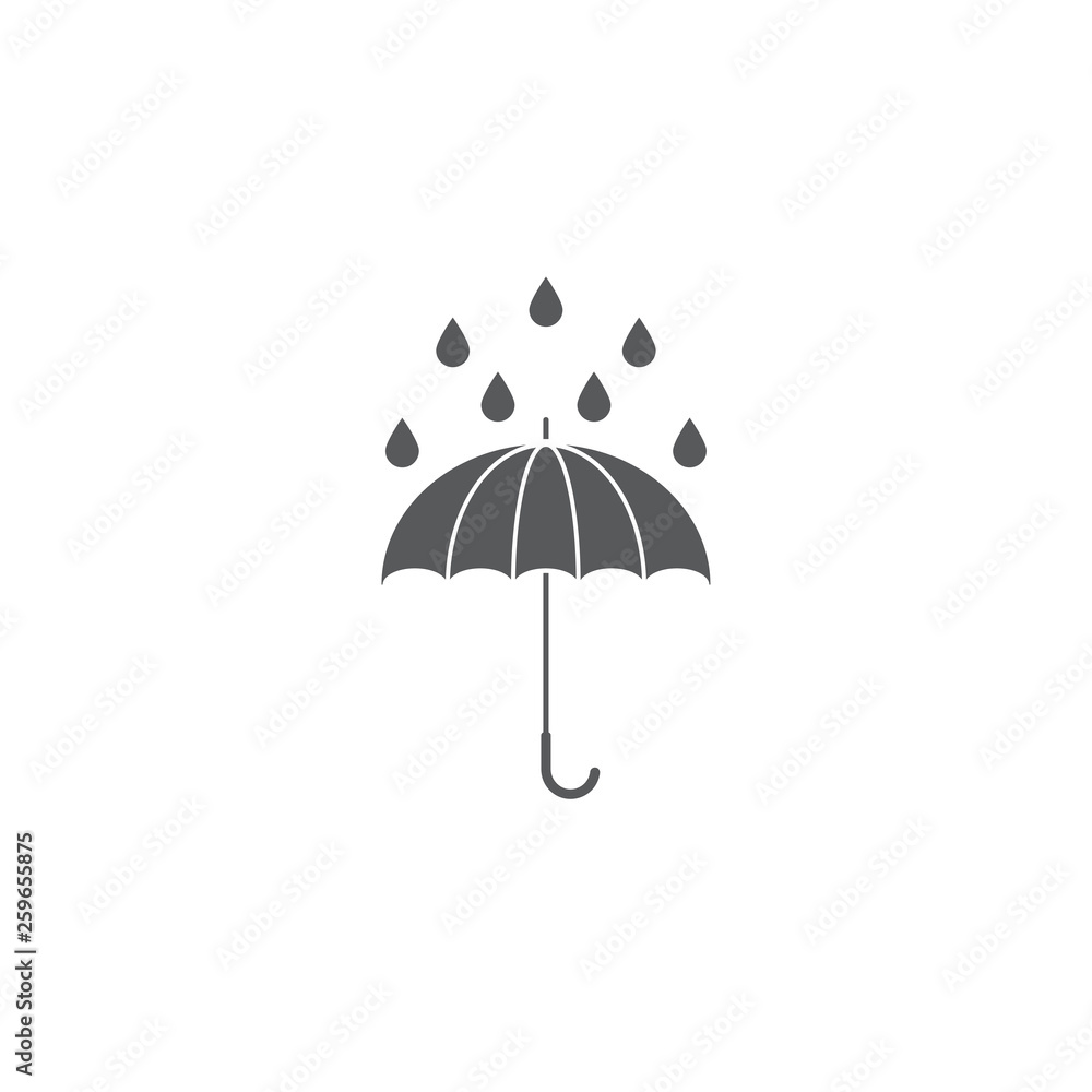 Umbrella and rain icon vector flat design isolated on white background