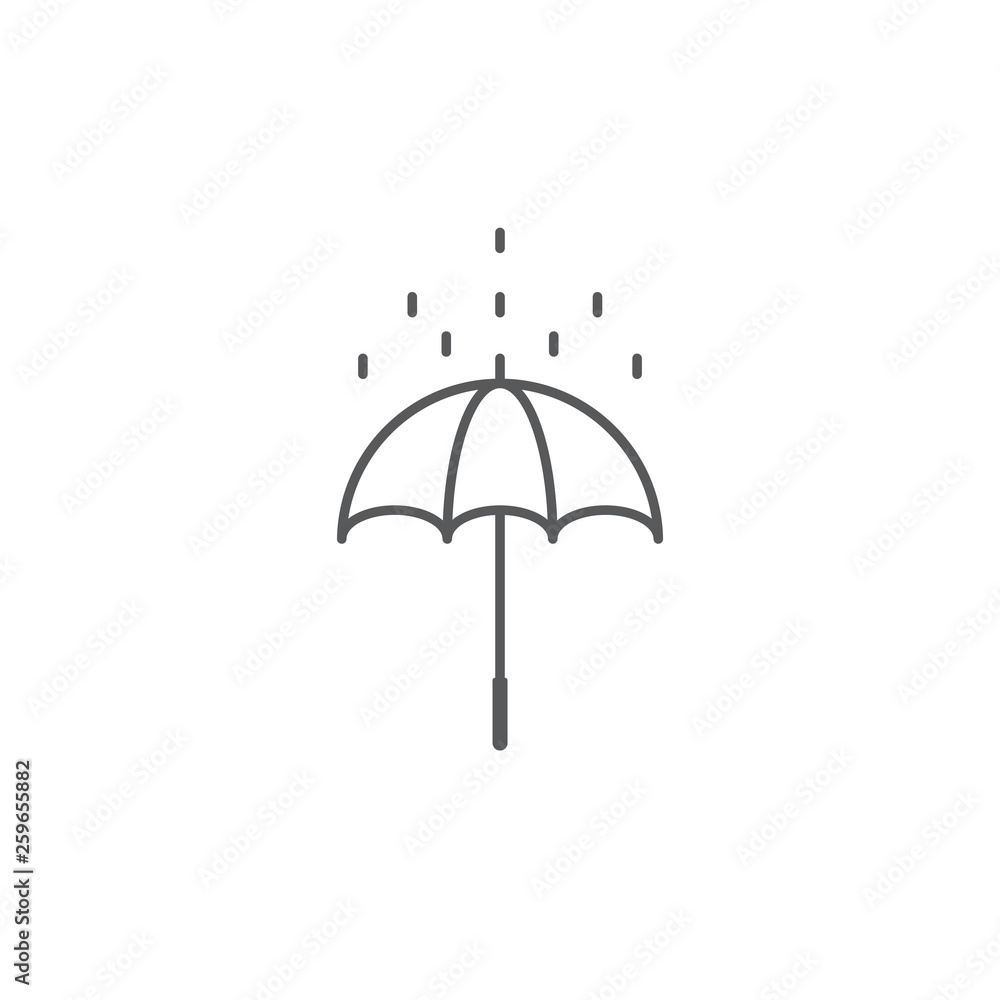 Umbrella and rain icon vector flat design isolated on white background Umbrella and rain icon vector flat design isolated on white background
