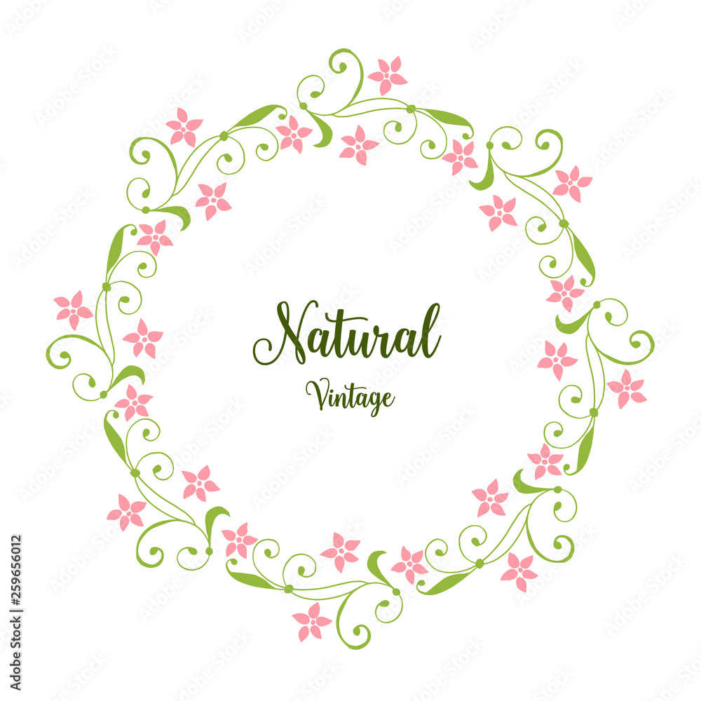 Vector illustration circular pink flower frame with greeting card natural vintage Vector illustration circular pink flower frame with greeting card natural vintage