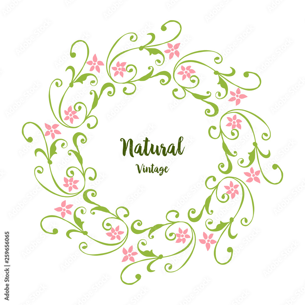 Vector illustration circular pink flower frame with greeting card natural vintage Vector illustration circular pink flower frame with greeting card natural vintage