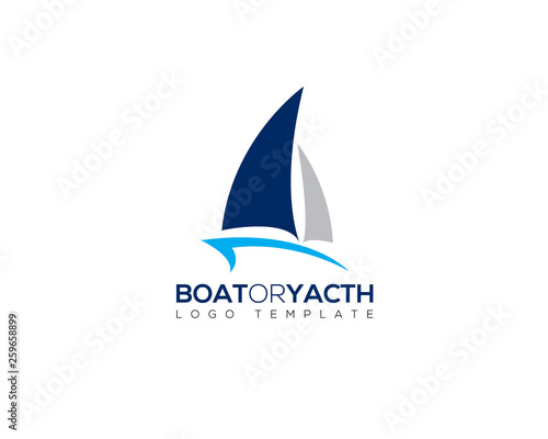 simple modern boat yacht double mainsail with ocean water wave bellow as the body