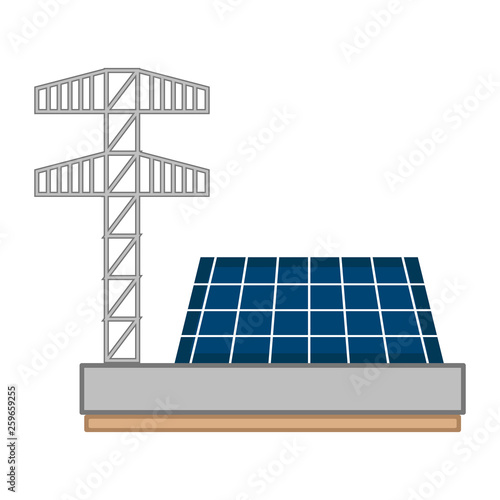 Solar power plant image. Vector illustration design