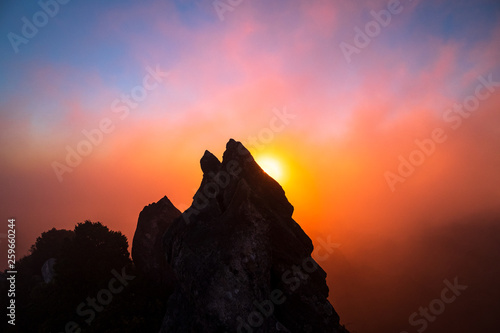 Stunning sunrise scene over The Pinnacles, Coromandel, New Zealand. photo