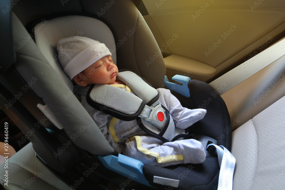 Newborn Baby Sleeping In Car Seat