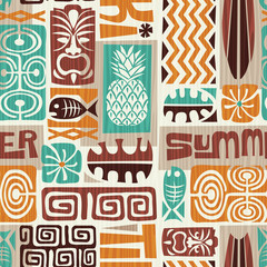 Deken met foto Tiki patronen Exotische Tiki maskers tribaal motief  © TeddyandMia