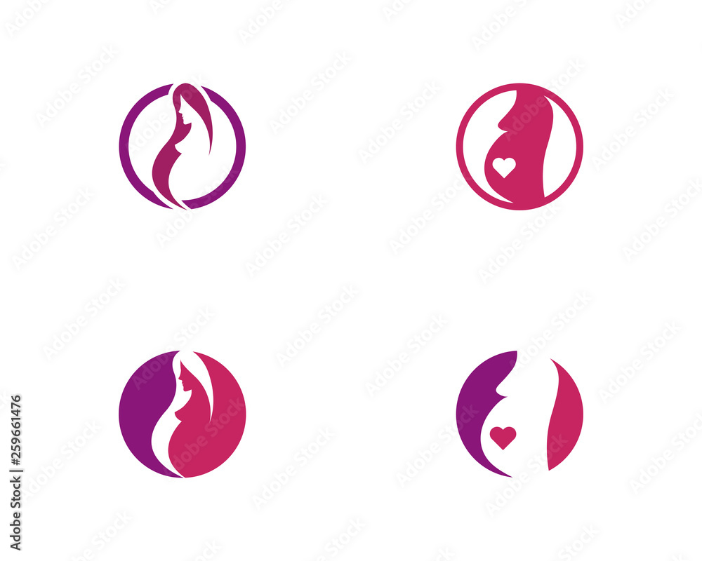 women pregnant logo vector icon template
