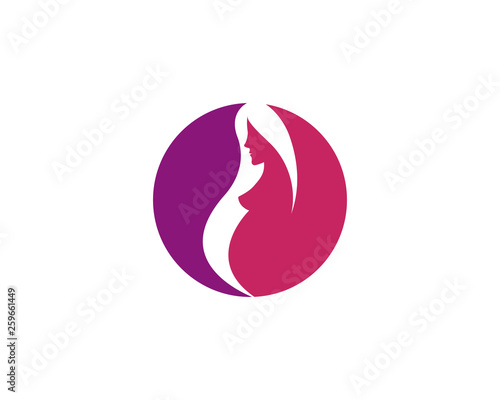 women pregnant logo vector icon template