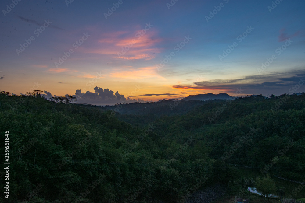 Sunset on the edge of the lake Poor East Java location Indonesia