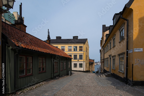 Old houses from the Södermalm district a sunny spring day in Stockholm © Hans Baath
