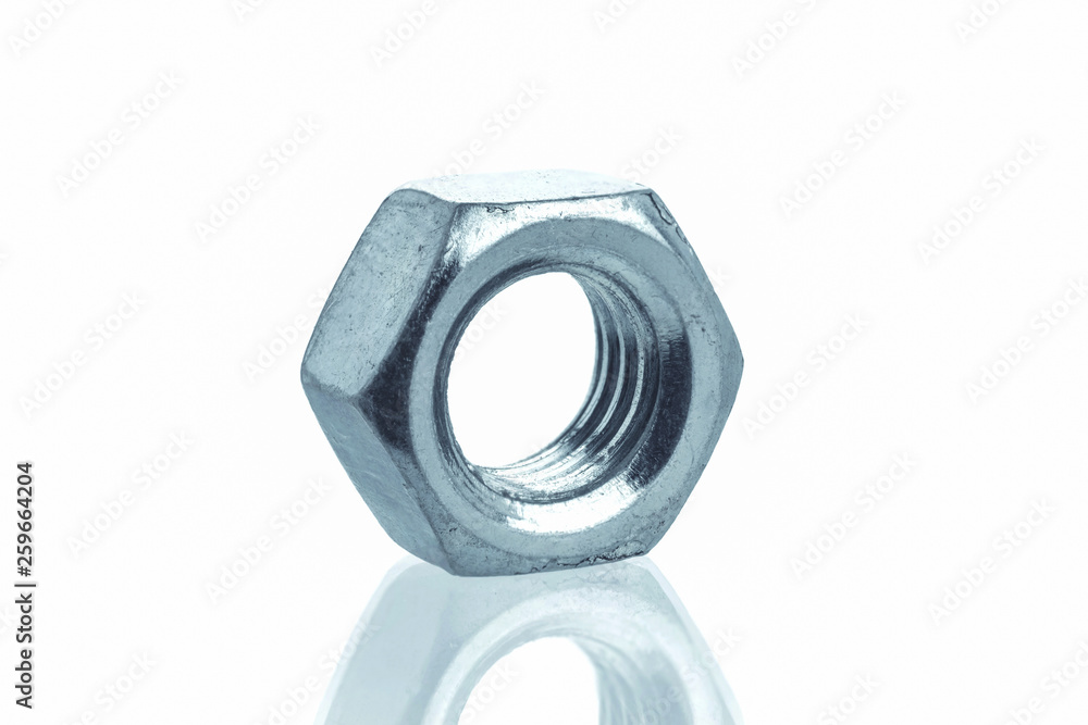 Closeup Bolts, steel screwbolts and nuts Used for capturing workpieces mechanical parts And construction isolated on a white background industrial concept Closeup Bolts, steel screwbolts and nuts Used for capturing workpieces mechanical parts And construction isolated on a white background industrial concept
