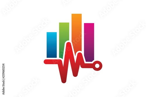 stats pulse logo design template