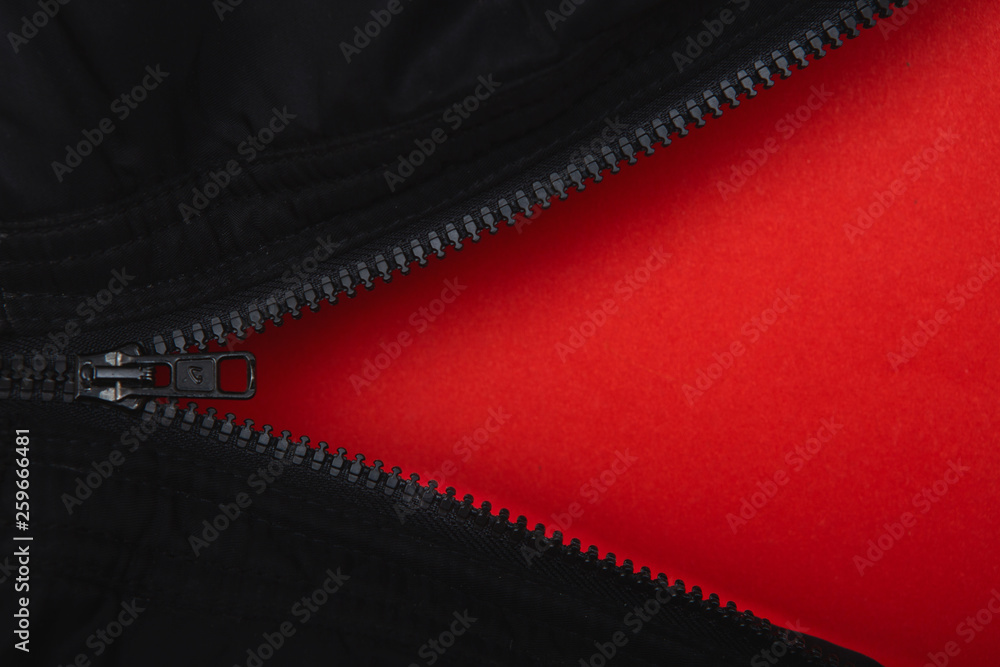 zipper, lock on clothesred on red background
