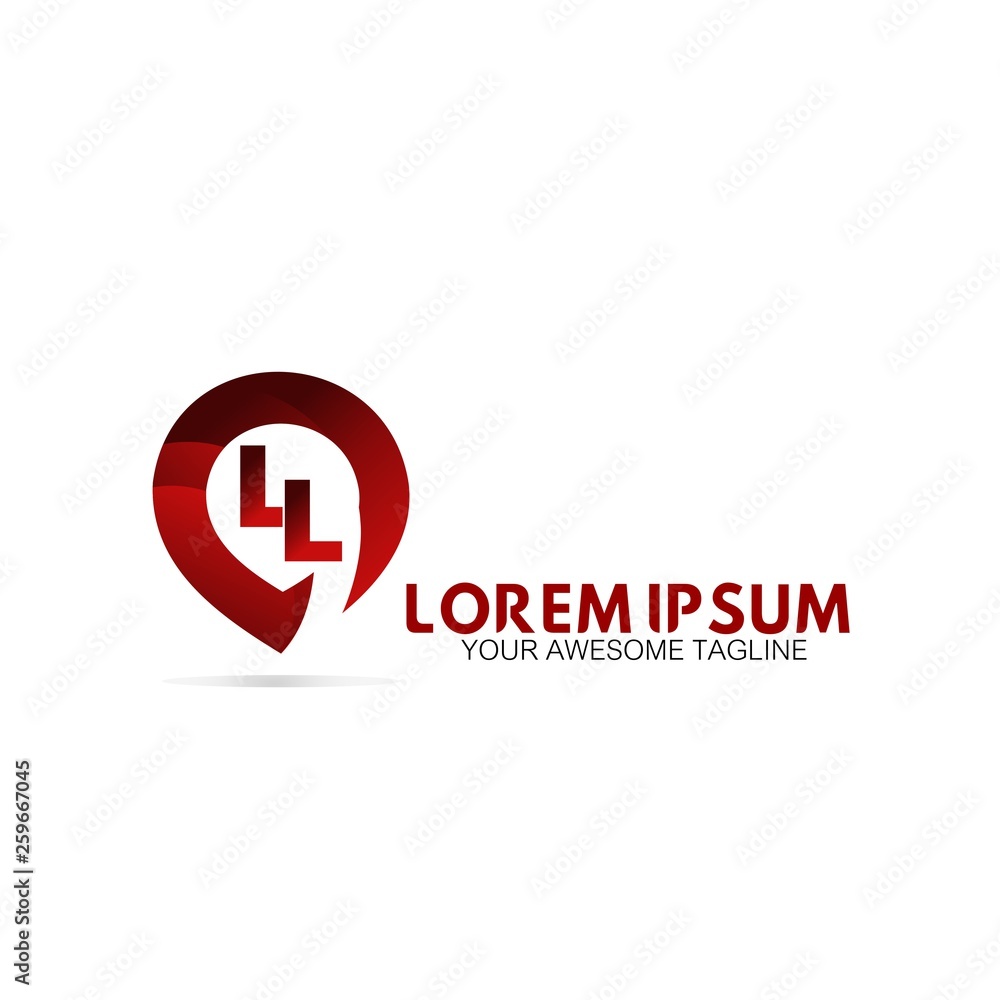 initial LL red pin logo company sign Design vector template initial LL red pin logo company sign Design vector template