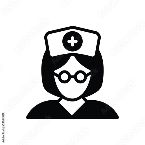 Black solid icon for nurse sister