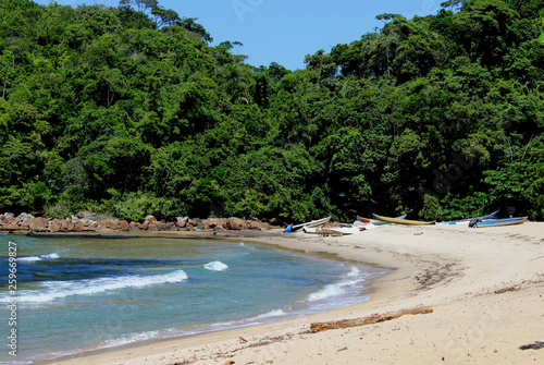 Fototapeta Naklejka Na Ścianę i Meble -  Landscape of the beach of Camburi das Pedras in Ubatuba, São Paulo - Brazil.