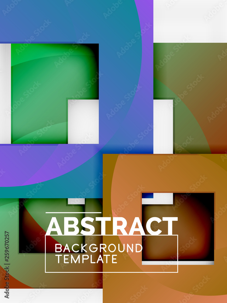Geometric minimal abstract background with multicolored squares composition