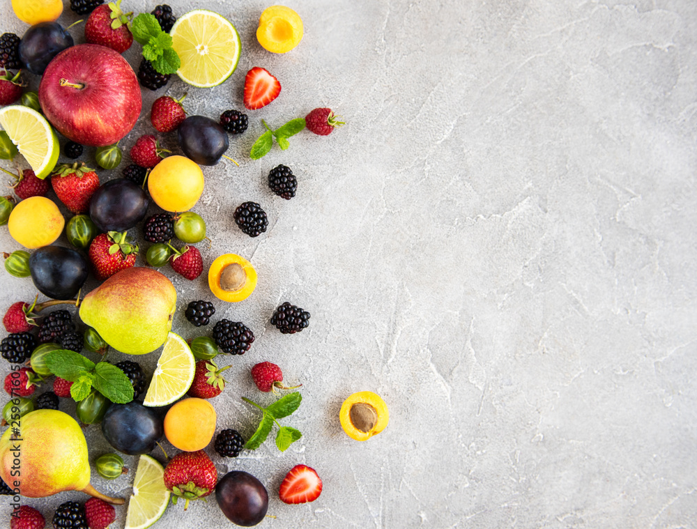 Fresh summer fruits and berries Fresh summer fruits and berries