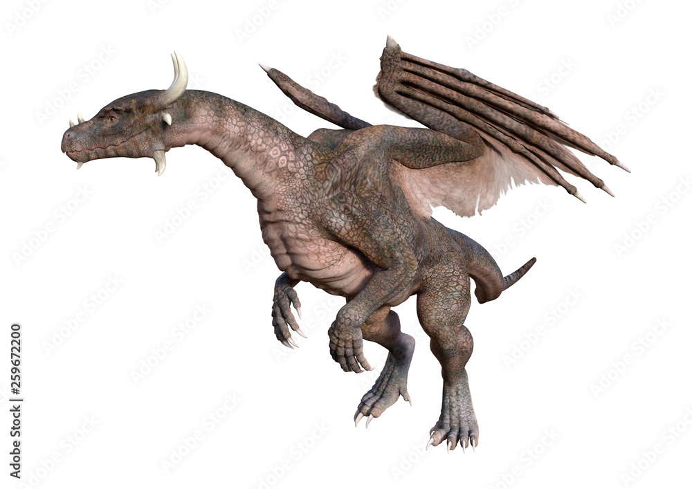 3D Rendering Fairy Tale Dragon on White 3D Rendering Fairy Tale Dragon on White